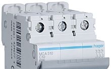 Hager Interruttore automatico magnetotermico 3P 10 A 6 Ka Curva C 2 M. Din
